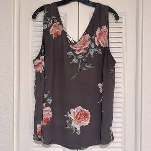 Gray Floral Tank Top